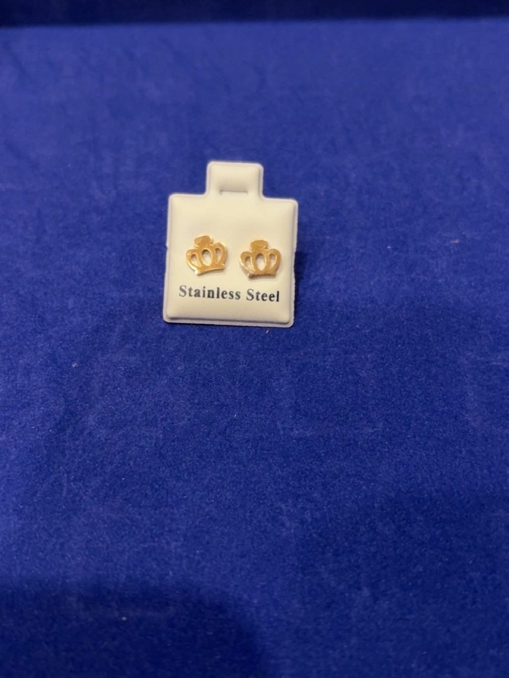 Gold Crown Stainless Steel Stud Earrings